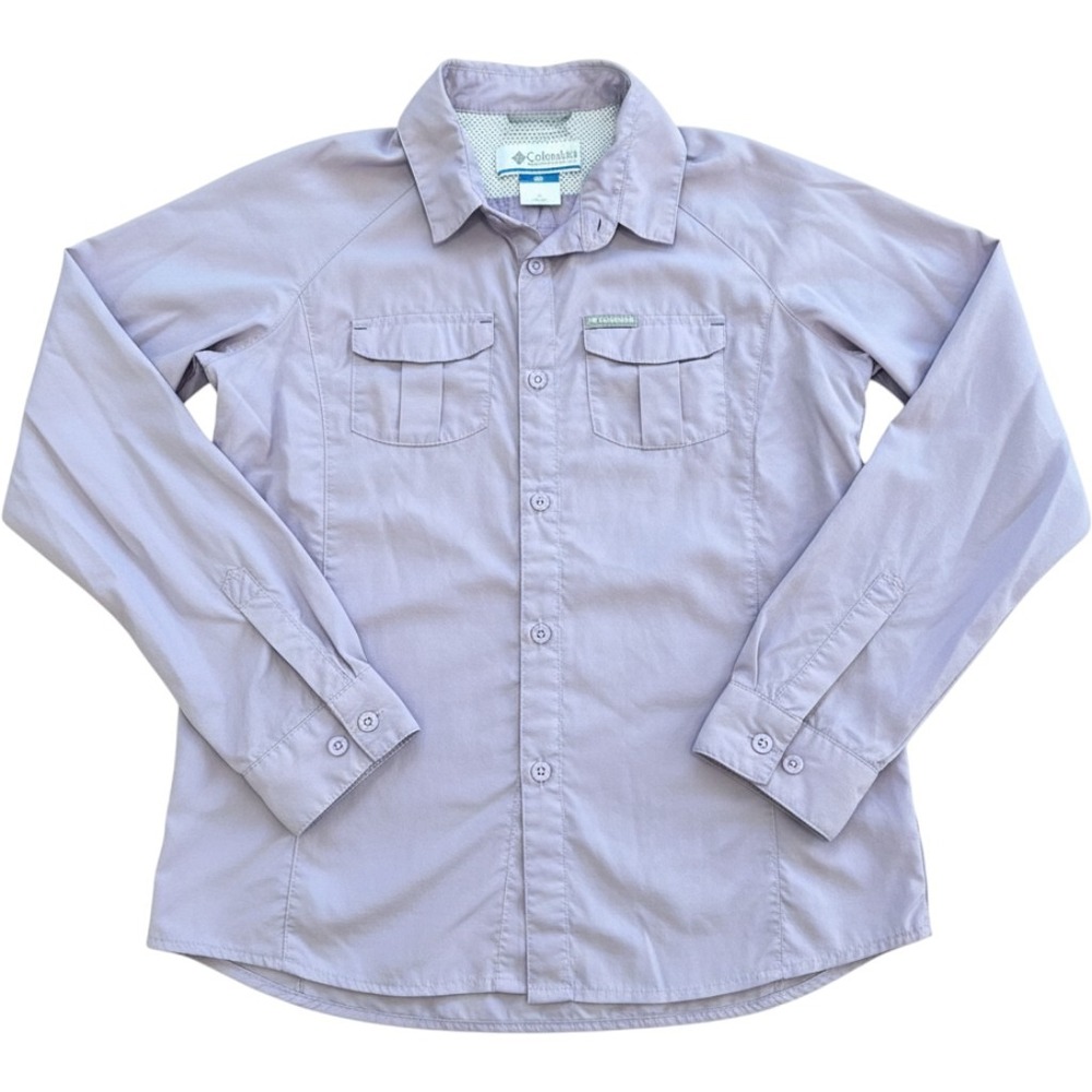Columbia Hiking Shirt Kids L 14/16 Purple Omni-Shade Long Sleeve Ventilated Back